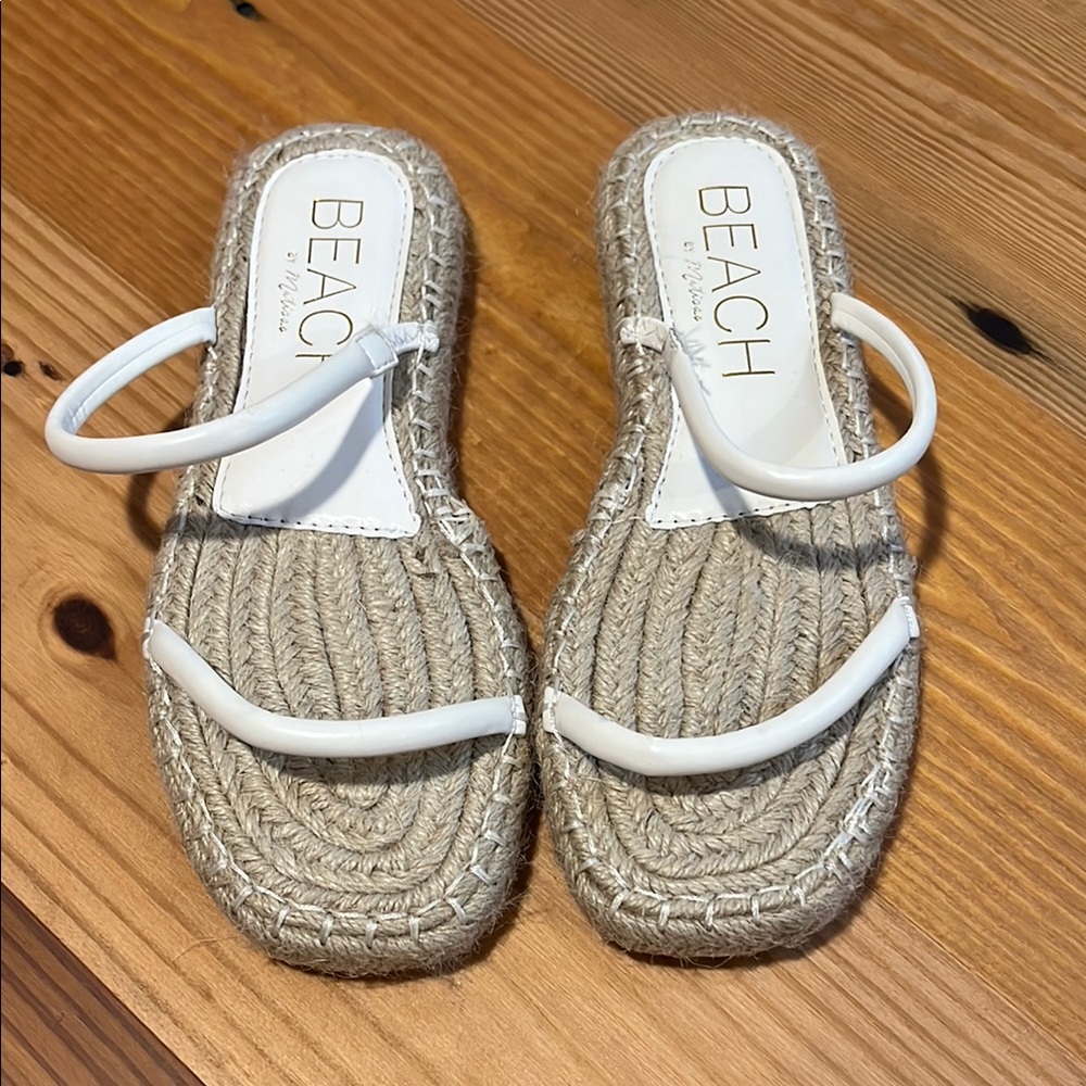 White and Cream Espadrilles with Woven Design